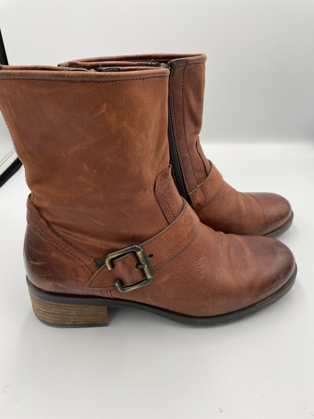 Paul Green Boots Women's 5 UK/ 7.5 US Brown Leather Biker Moto Buckle Booties
